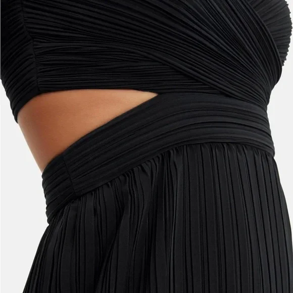 A.L.C. Women's Black Solid Pleated Sleeveless Sienna Maxi Dress Size 0 - Picture 2 of 4